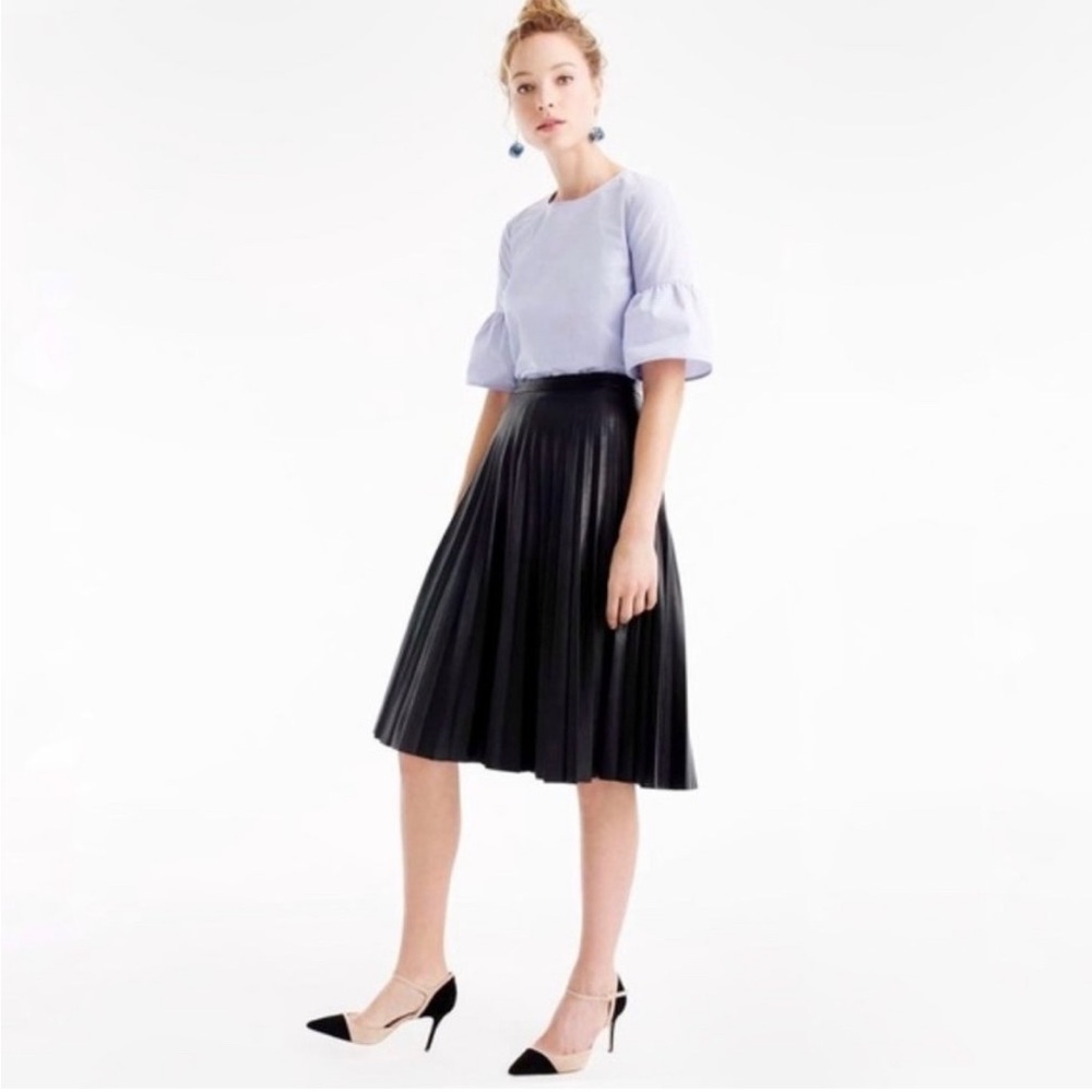 J. Crew Faux Leather Pleated Midi Skirt Size 14